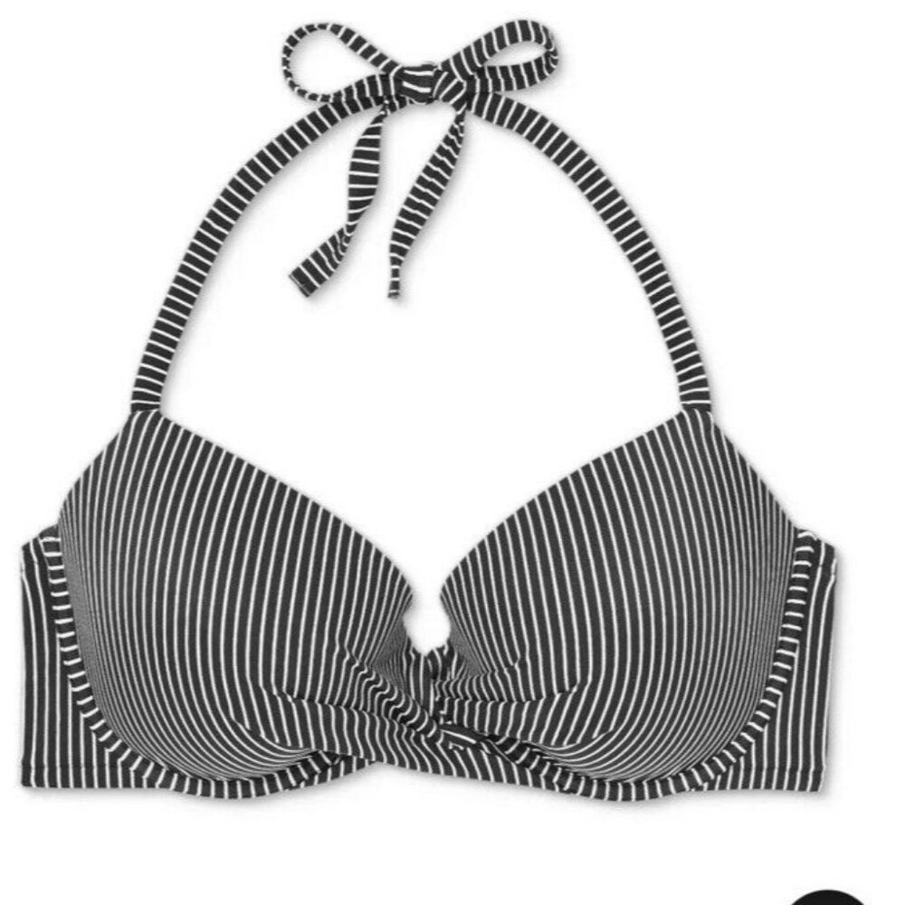 Shade & Shore Women's Light Lift Twist Front Bikini Top Striped Size 34C